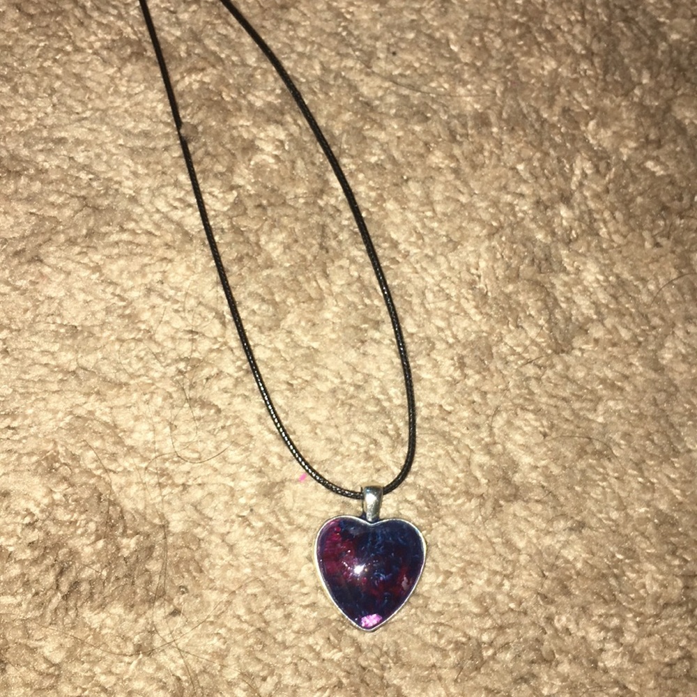 Pink and blue heart necklace